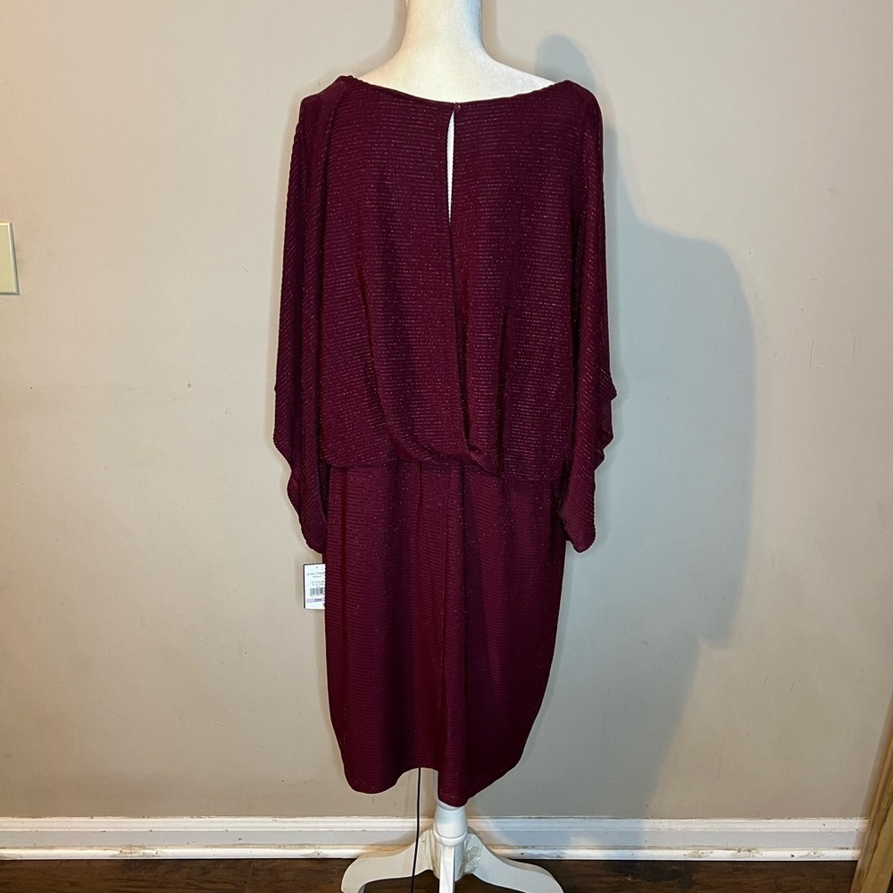 🌻Jessica Howard Metallic Elegant Burgundy Dress - Picture 4 of 6